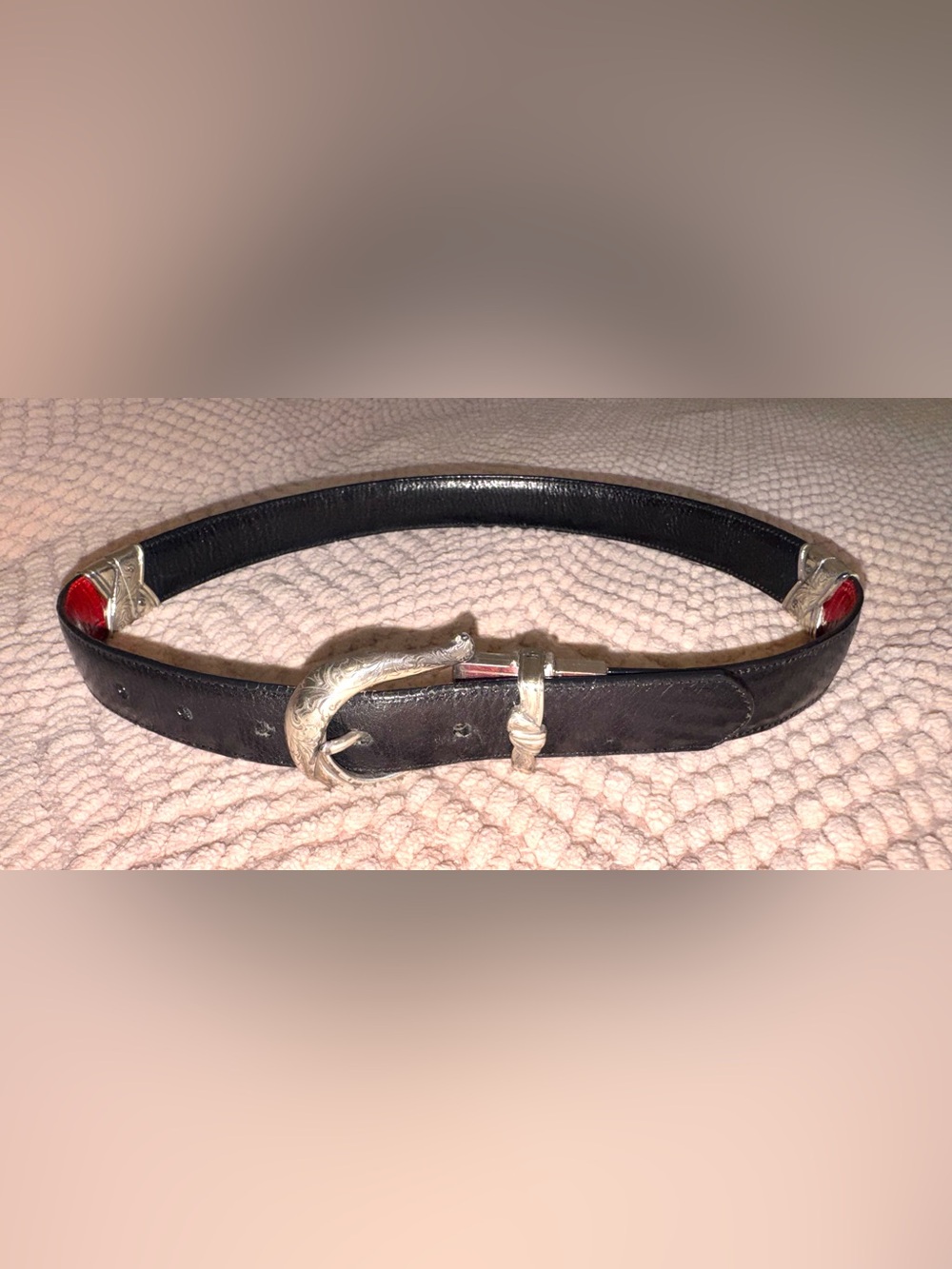 Brighton Vintage Reversible Leather Belt Red & Black Western Concho Size 28 - Picture 10 of 10